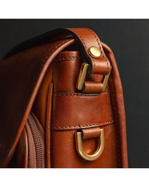 Time Resistance Brown Leather Saddle Bag