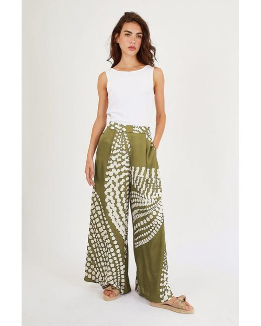 Traffic People Metallic The Odes Evie Trousers In Olive