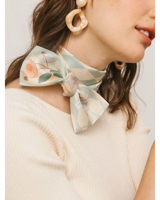 Lost Pattern Metallic Wonderland Silk Twill Neck Bow