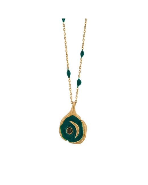 Ebru Jewelry Metallic New Beginning Moon Enamel Chain Necklace