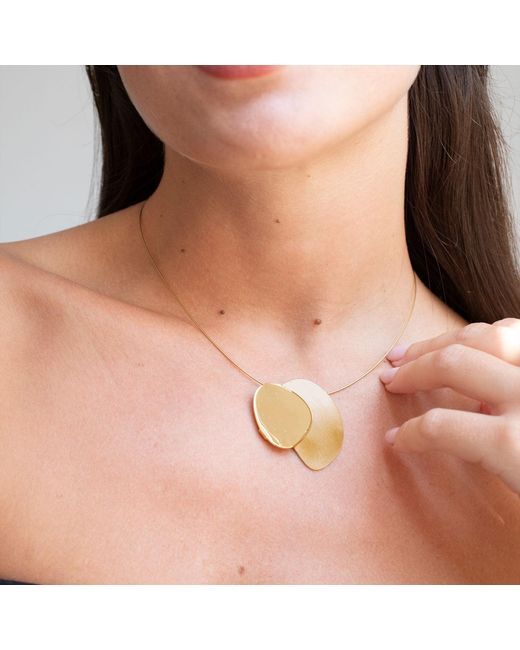 Joidart Metallic Golden Necklace With Pendant Eclipse