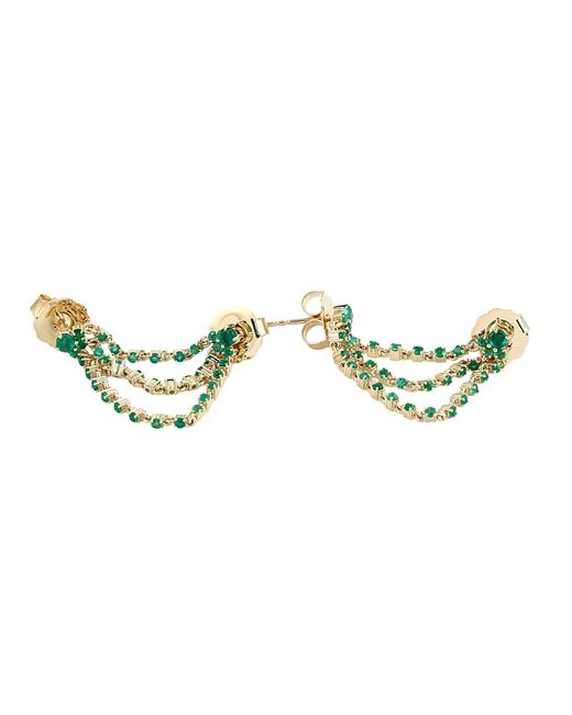 Artisan Metallic Emerald Chain Ear Jacket Earrings