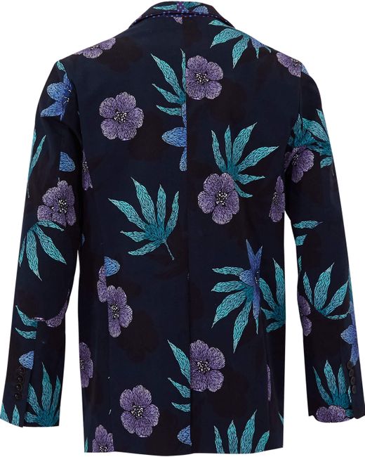 Lords of Harlech Blue Julius Floral Memory Blazer for men