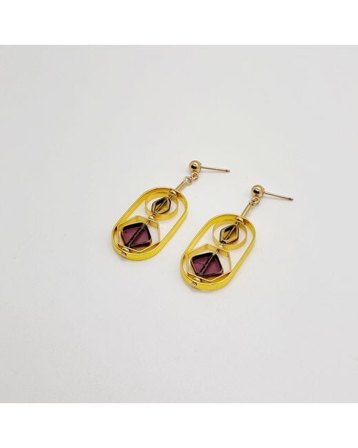 Aracheli Studio Metallic Burgundy & Art Deco Earrings