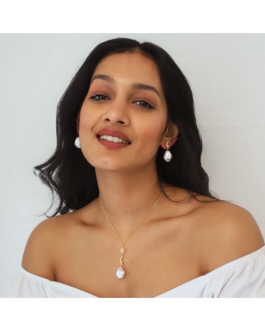 Luna Charles Metallic Bronte Pearl Drop Necklace