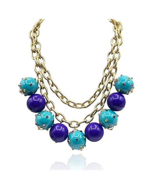 Michael Nash Jewelry Blue Valentina Studded And Studded Ball Necklace
