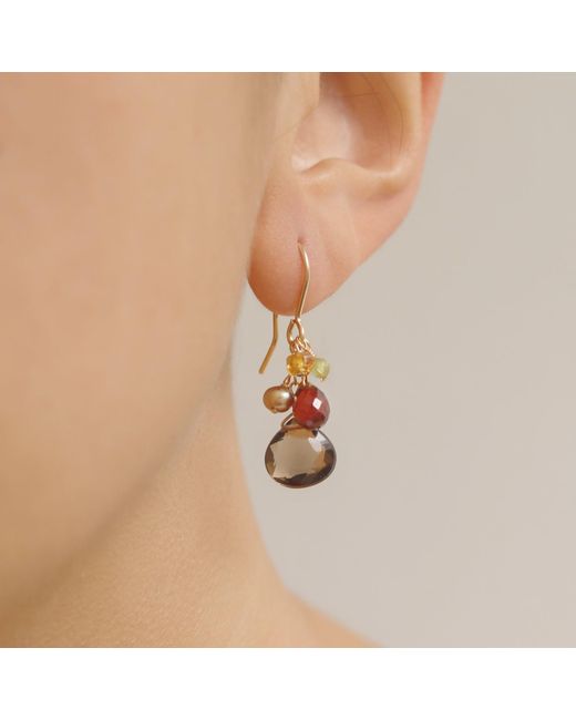 MOUNIR LONDON Metallic Smoky Quartz Cluster Drop Earrings