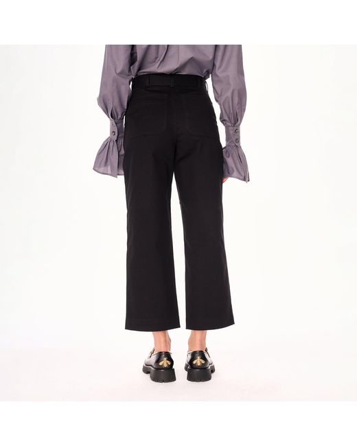 Mandragora Black Remo – Straight-Leg Cotton Cropped Trousers