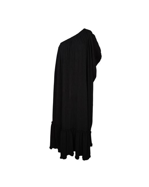 Jennafer Grace Black Diamond Pleated One-Shoulder Maxi Dress