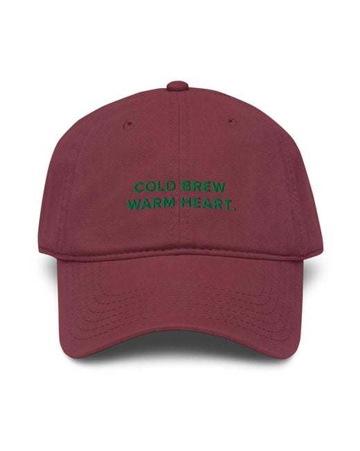 Anchor and Crew Burgundy Gustatory Cold Brew Warm Heart. Cotton Embroidered Cap