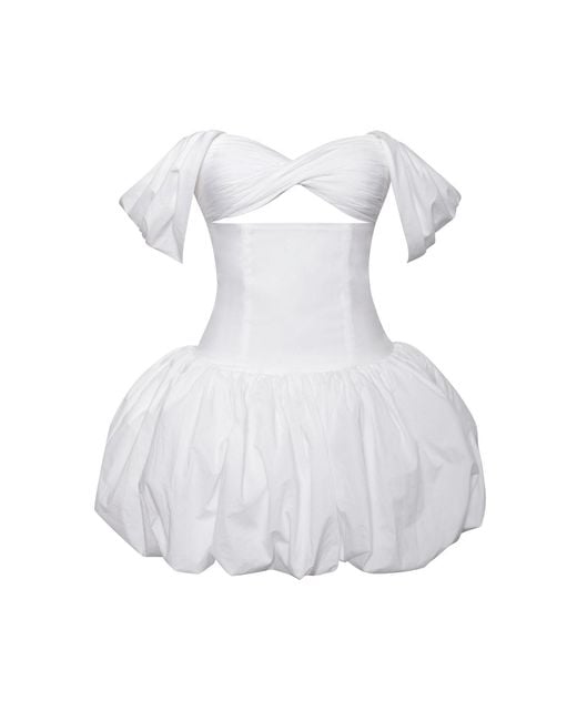 Miss Circle New York White Umika Bubble Hem Mini Dress