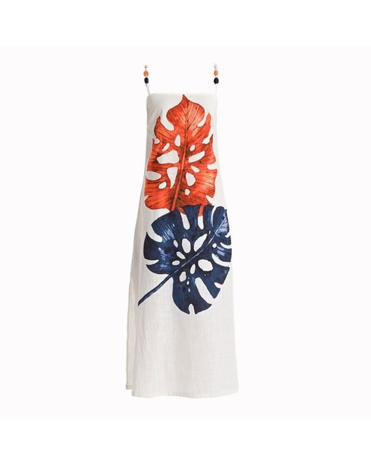 Lalipop Design White Stylised Floral Print Cotton Dress
