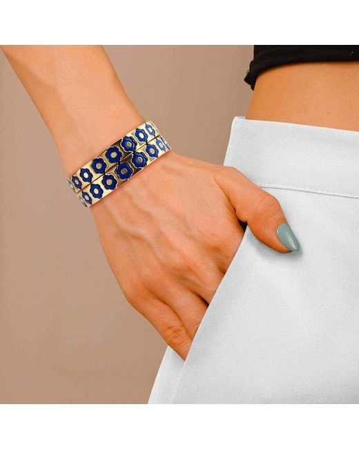 Michael Nash Jewelry Blue Mirella And Enamel Two-Strand Elasticized Bracelets