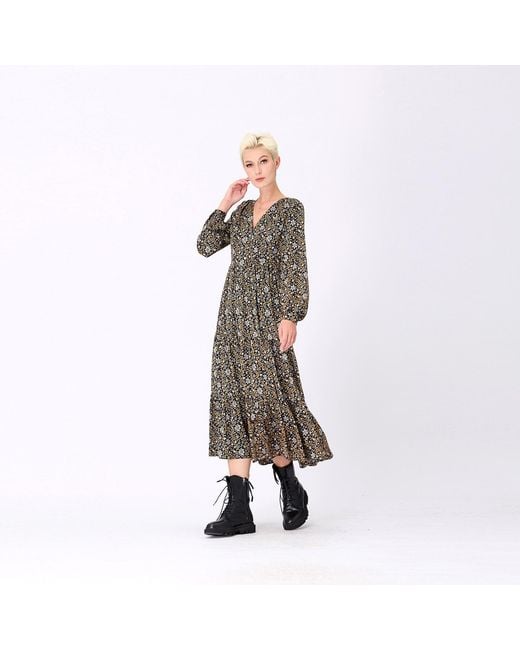 Smart and Joy Black Liberty Print Blouse Dress