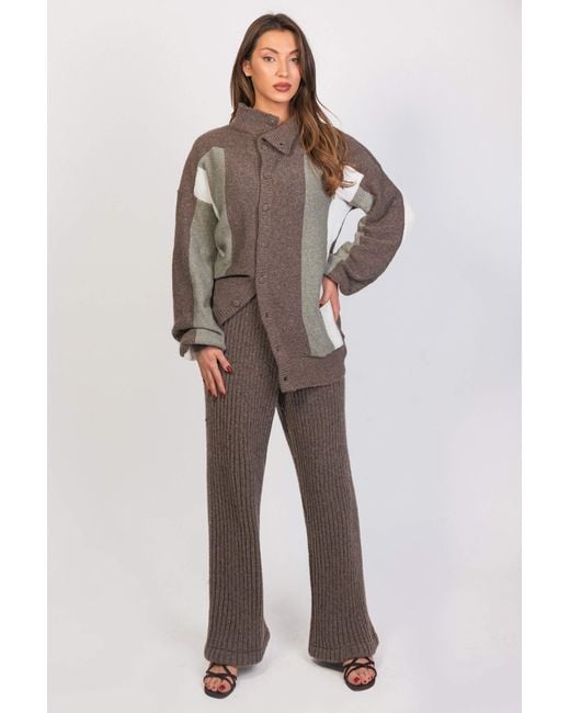 Maison Bogomil Brown Color-Block Cardigan for men
