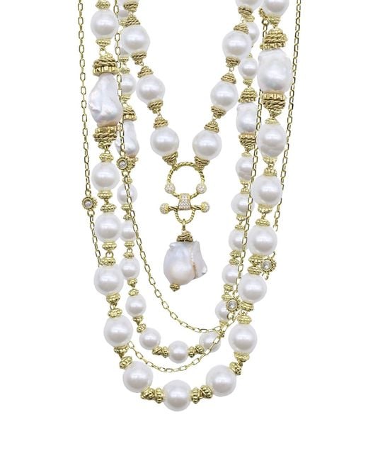 Bayemeyc White Rico Baroque Pearl Necklace Set
