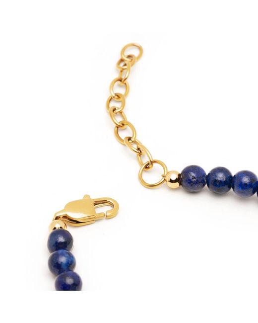 Nialaya Blue Beaded Necklace With Lapis for men
