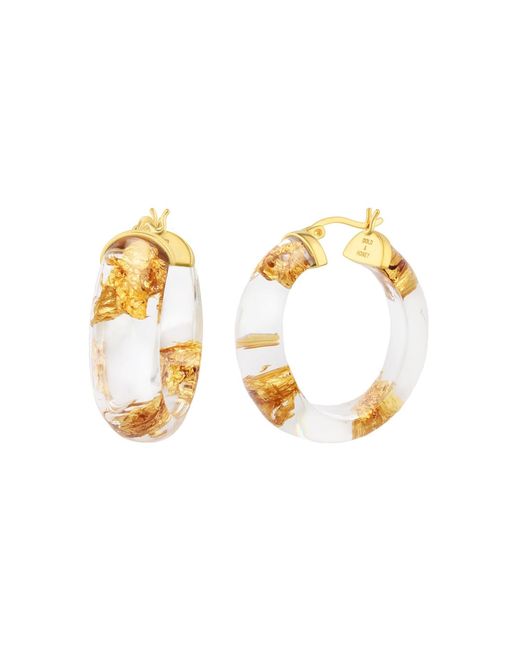 Gold & Honey Metallic Leaf Huggie Hoop Earrings