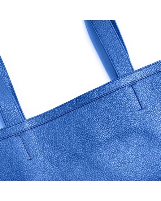 godi. Blue The Eva Handmade Leather Tote Bag