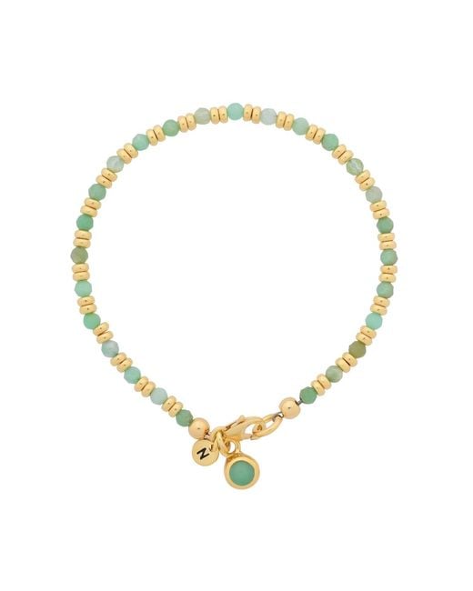 Nellou Jewellery Metallic Linear May Birthstone Bracelet Chrysoprase Plated Sterling