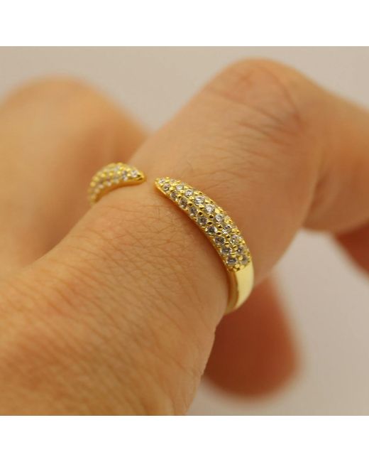 VicStoneNYC Fine Jewelry Yellow Open Cuff Ring With Lab Diamond