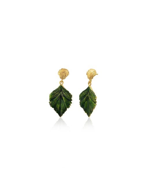 Milou Jewelry Green Linden Leaf Drop Earrings