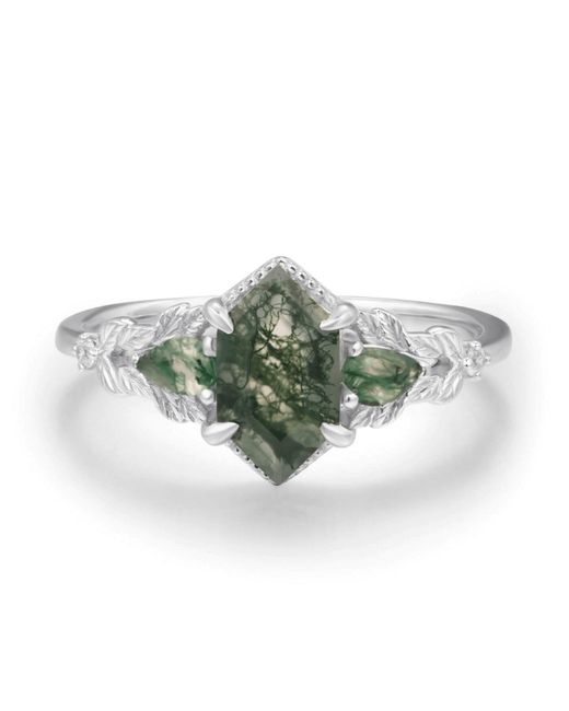 Azura Jewelry New York Green Gardenia Moss Agate Ring Solid