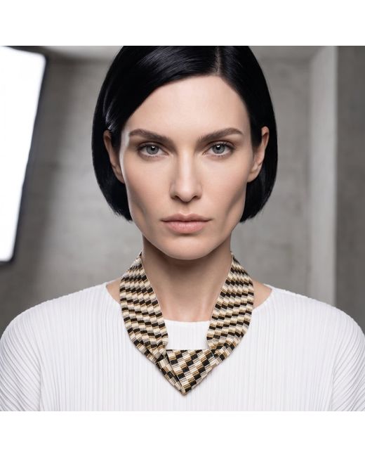 Iliana Arrazola Metallic Minimalist Deconstructed Necklace, And