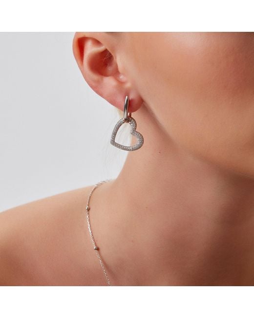 Spero London Metallic Chunky Heart Sterling Drop Earring