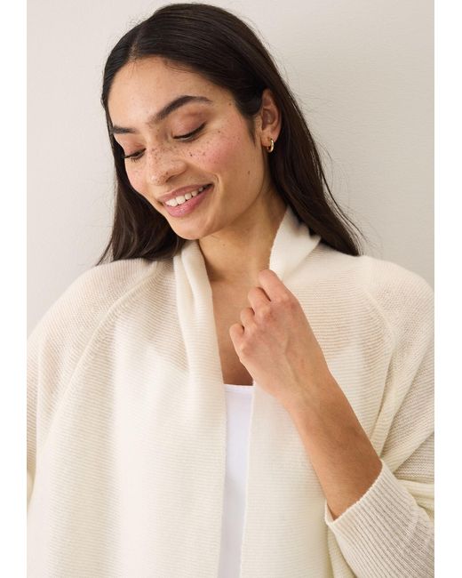 Loop Cashmere White Relaxed Edge To Edge Cardigan