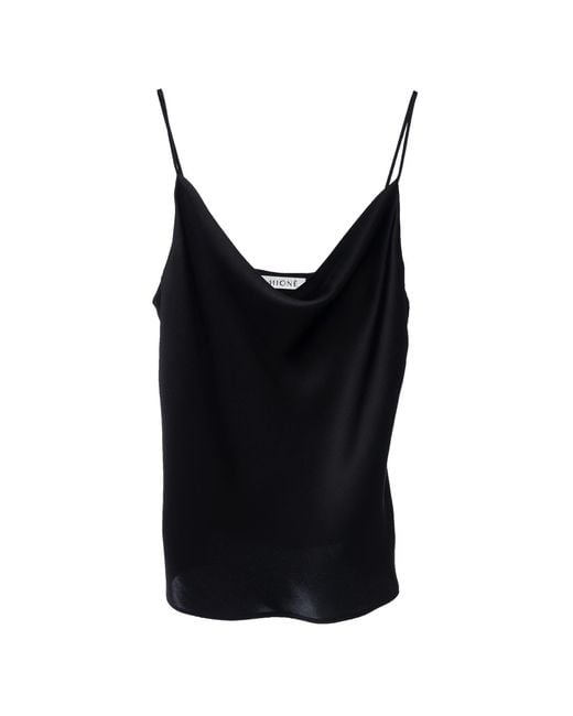 MIONÈ Black Silk Camisole Top With Draped Detail