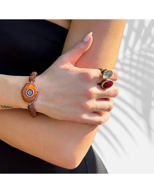 Ebru Jewelry Brown Prayer Beads Rudraksha Meditation Mala Bracelet