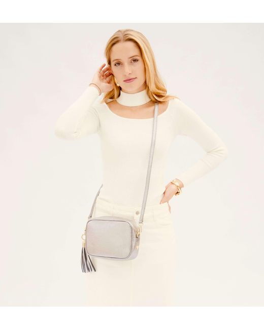 Apatchy London The Tassel Pewter Leather Crossbody Bag in Gray Lyst