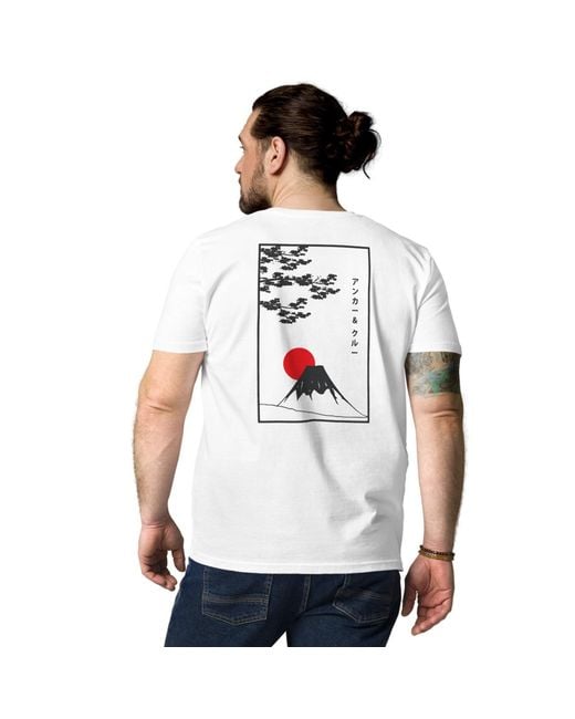 Anchor and Crew White Mount Fuji Landmark Organic Cotton T-Shirt for men