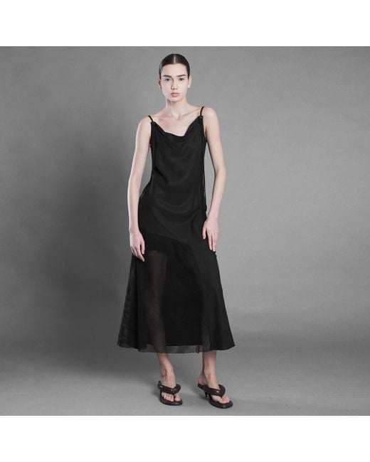 Silvia Serban Black Tencel Dress With Mesh Insert
