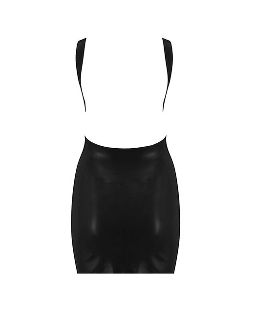 Elissa Poppy Black Latex Backless Mini Dress