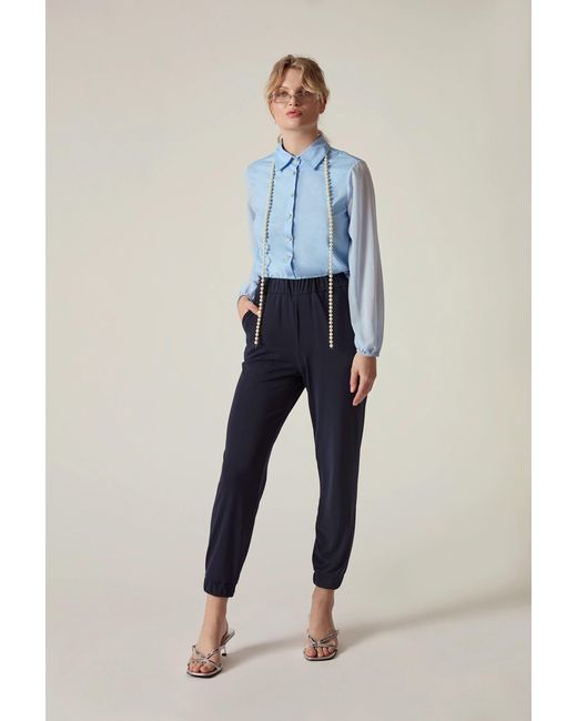 James Lakeland Blue Jersey Jogger Trousers