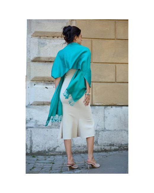 Saachi Blue Pashmina Satin Multi Scarf