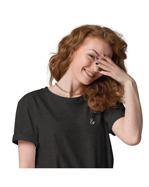 Anchor and Crew Black Heather Ampersand Signature Organic Cotton Embroidered T-Shirt