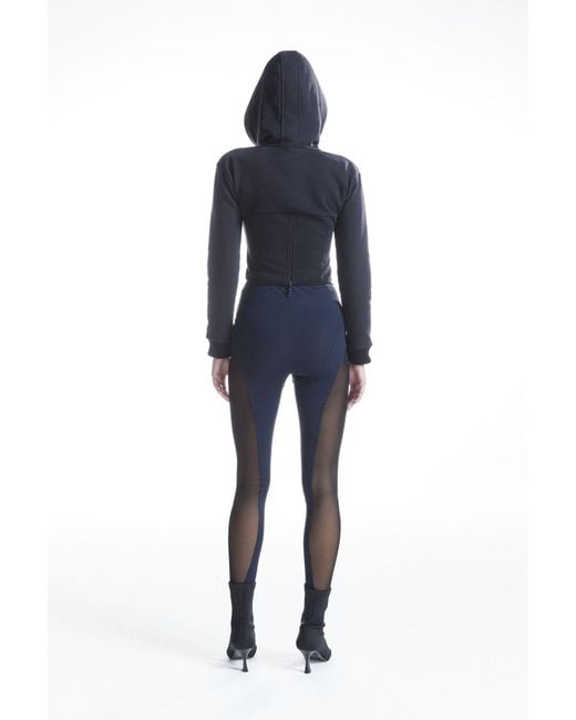 No'design Black Zip-Up Hoodie With Corset Detail
