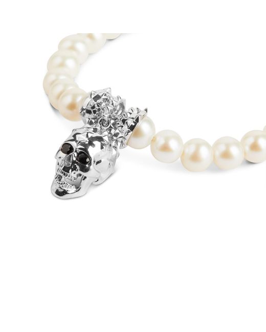 Kasun Metallic Skull Pearl Bracelet