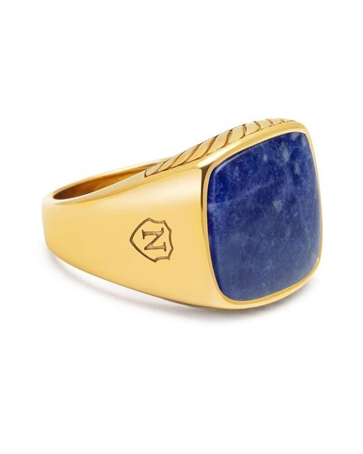 Nialaya Blue Gentlemen's Signet Ring With Dumortierite for men