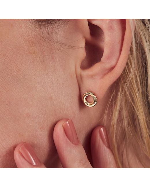 Posh Totty Designs Brown Yellow Gold Plated Russian Ring Stud Earrings