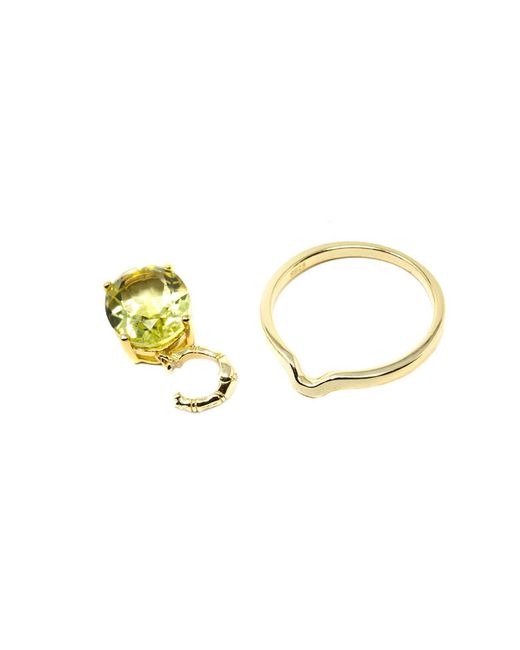 NASI SILVER Yellow Crystalis Dancer Dangling Ring- Lemon Quartz