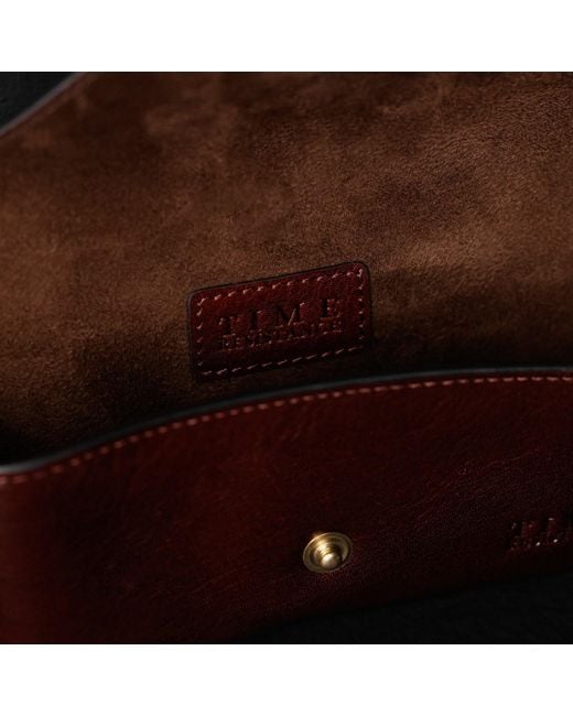 Time Resistance Brown Leather Glasses Case for men