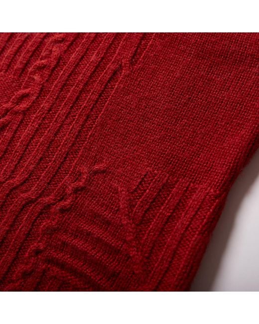 Fully Fashioning Red Ruby Freya Cable Wool Knit Halter Top