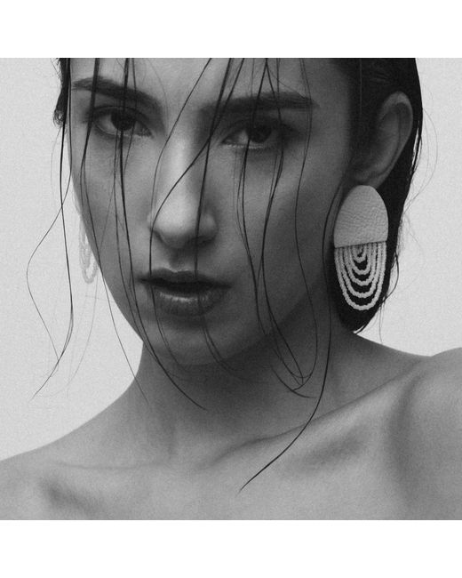 WAIWAI Metallic Aura Glass Bead Leather Earrings Off