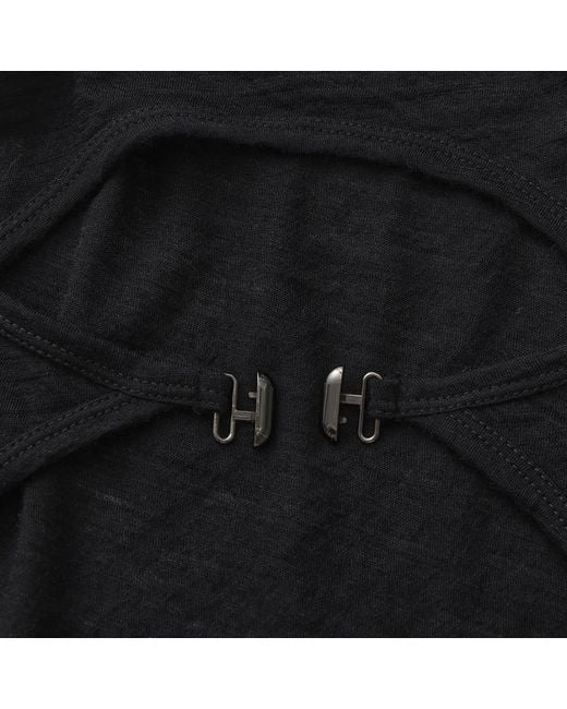FRONT ROW SHOP Blue Open-Back Wool Jersey Top
