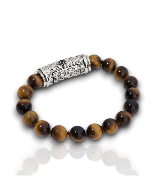 Daneila Léon Brown Persian Shield Tiger Eye & Natural Diamond Bracelet for men