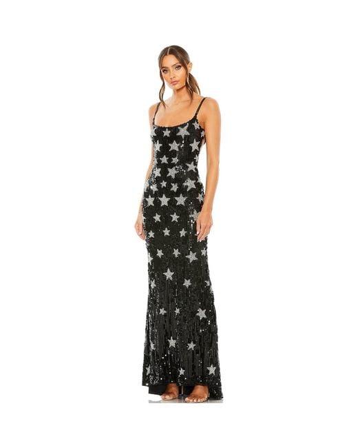 Mac Duggal Black Star Embellished Sleeveless Open Back Sequin Gown